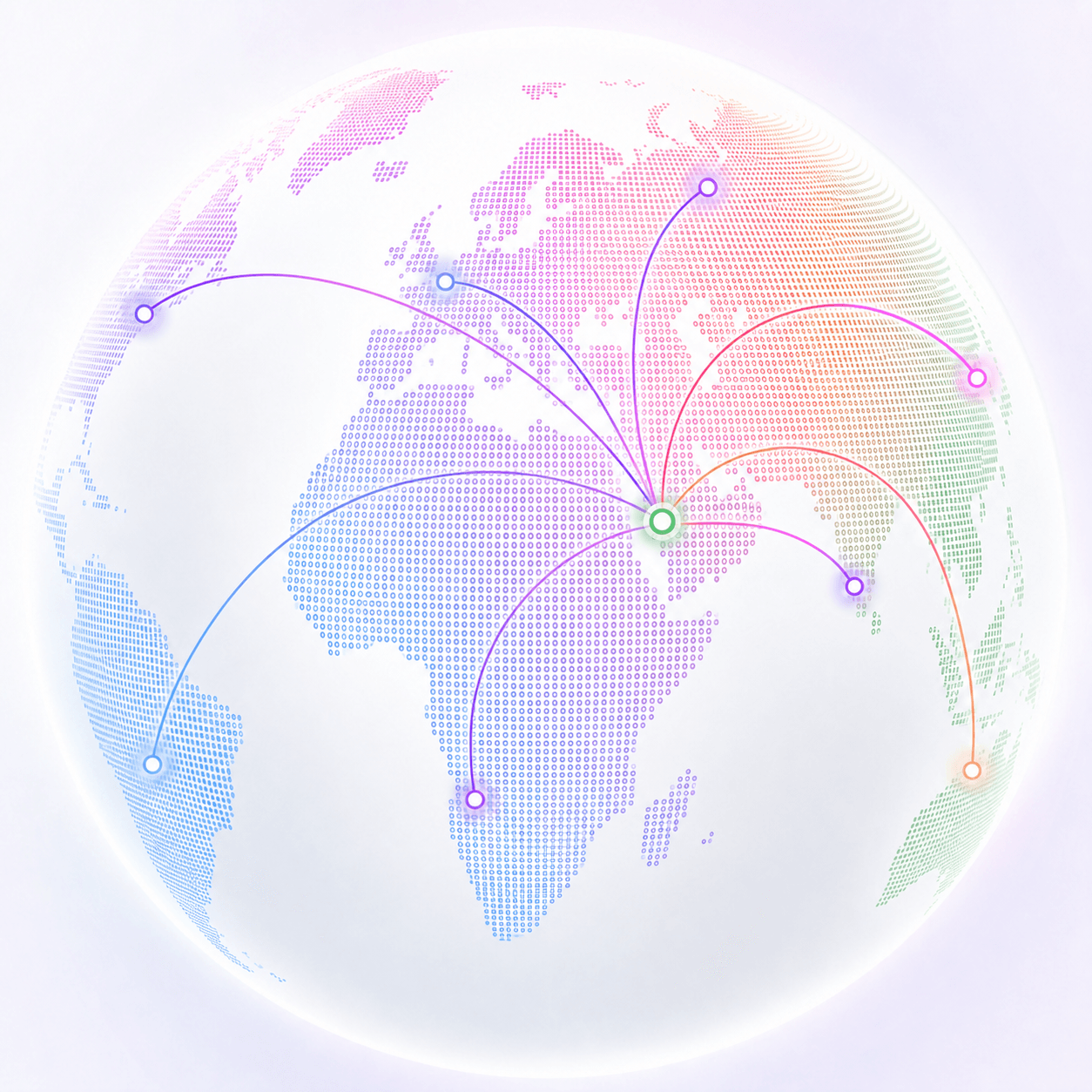 Luminous global network routes originating from Saudi Arabia