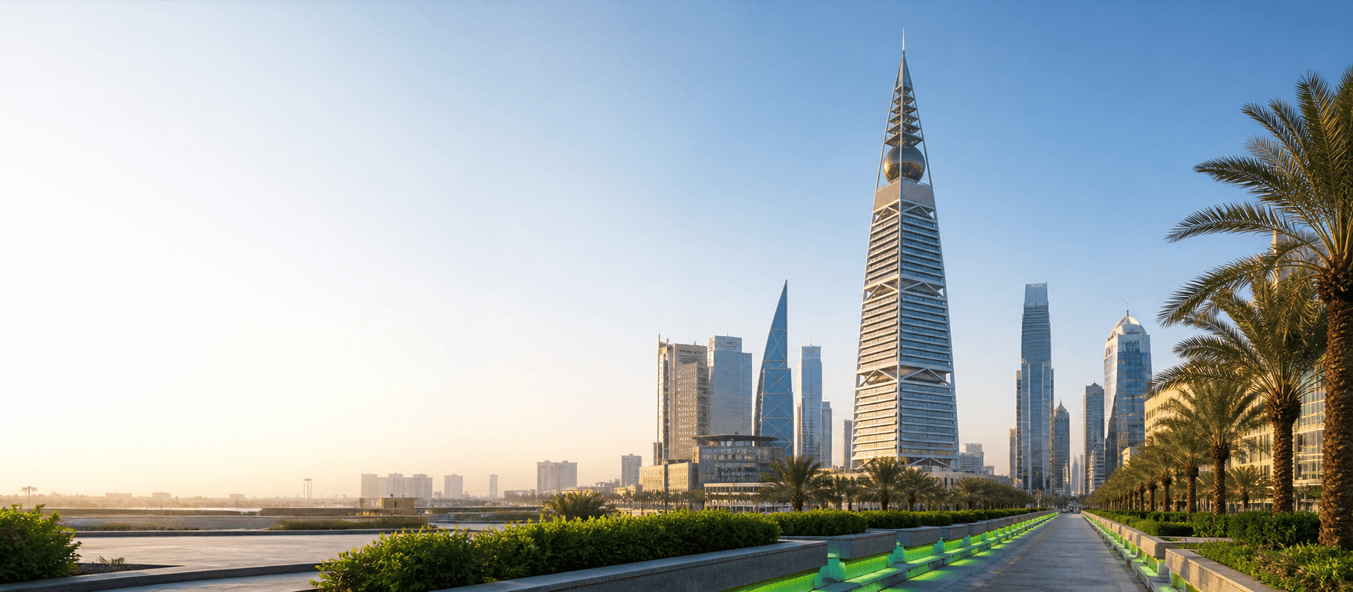 Modern Riyadh skyline and Al Faisaliah Tower